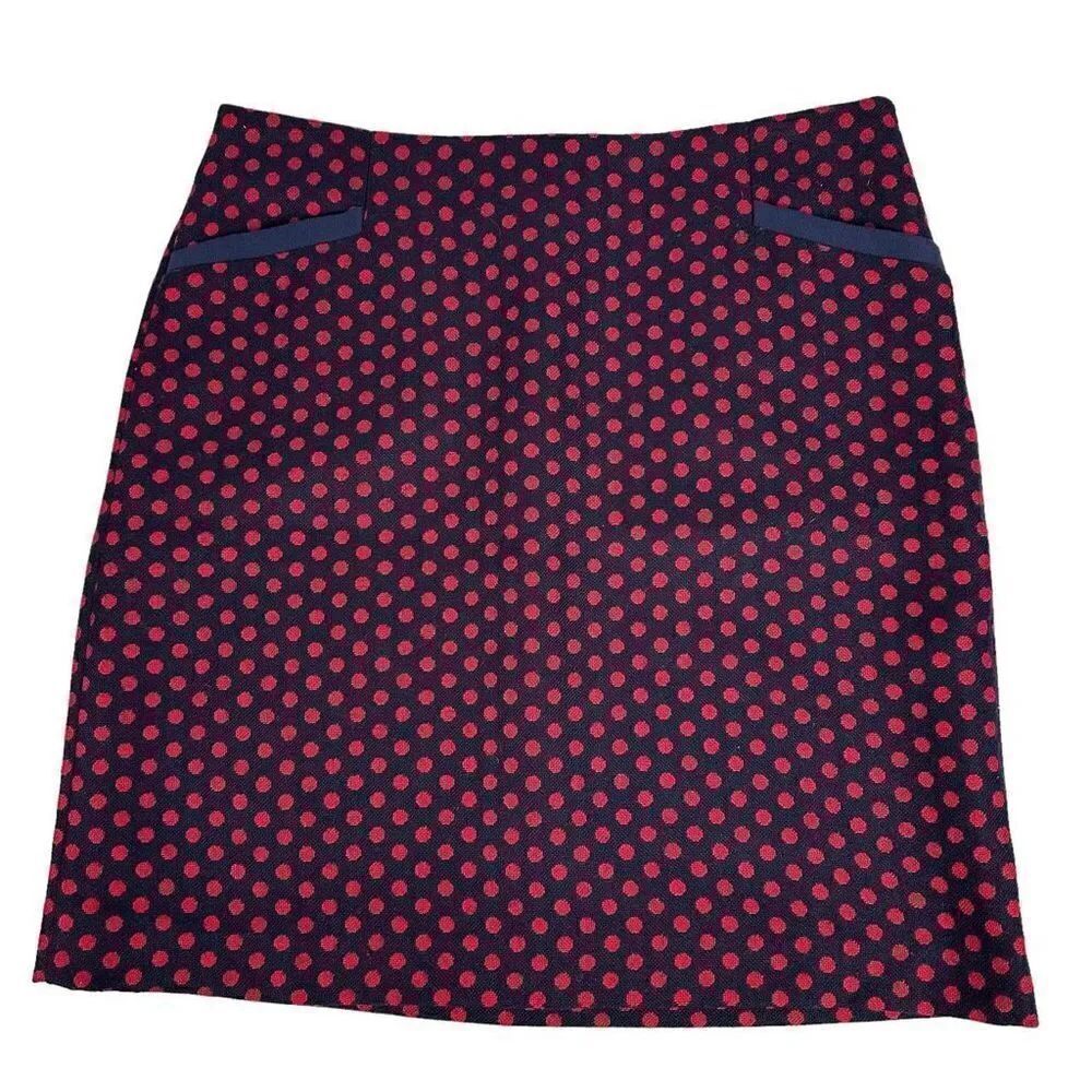 Talbots Navy & Red Wool Blend Polka Dot Skirt size 10P
